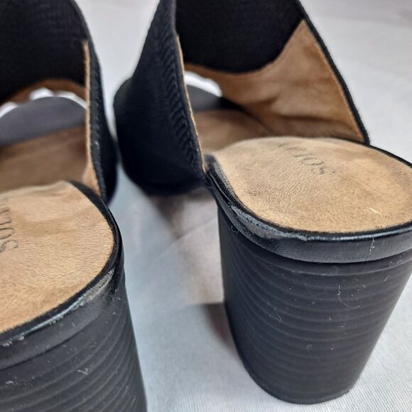 Solanz Marissa Mesh Sandals Women's 7M Black Block Heeled Mules - Picture 4 of 10